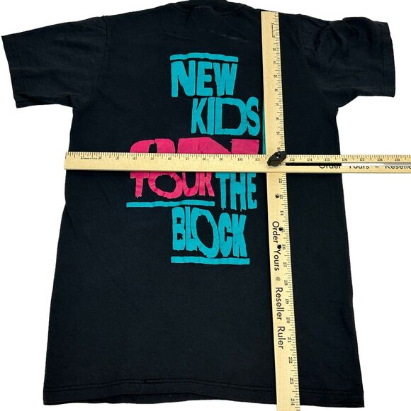 Vintage 80s New Kids On The Block Tour T Shirt NKOTB Boy Band Black XS X-Small - Picture 8 of 8